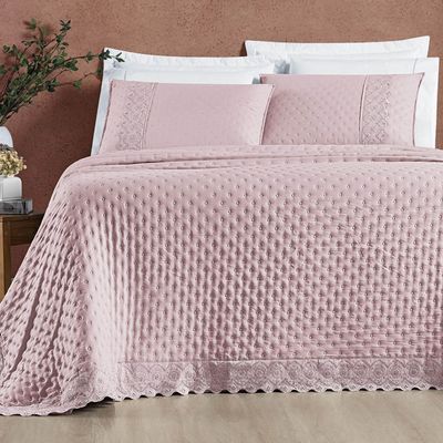 Cobre Leito Casal Divino Lese 3 Peças Dupla Face - Rosa