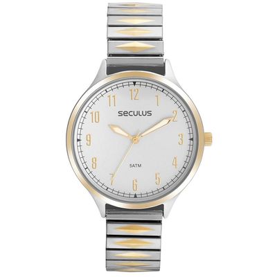 Relógio Seculus Feminino Ref:77167lpsvbs3 Mola Bicolor