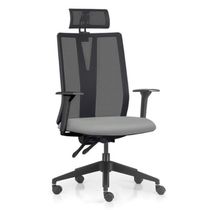 Kit 2 Cadeiras Escritório Giratória Presidente Flow F02 Base Preta Sintético Cinza - Lyam Decor