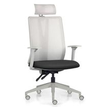 Kit 2 Cadeiras Escritório Giratória Presidente Flow F02 Base Cinza Crepe Preto - Lyam Decor
