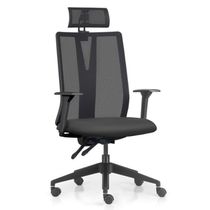 Kit 2 Cadeiras Escritório Giratória Presidente Flow F02 Base Preta Sintético Preto - Lyam Decor