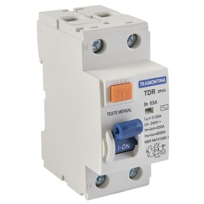 Interruptor TDR-63 2P 63 A 30 mA 6 KA Tramontina