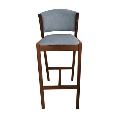 Kit 4 Banquetas Alta De Madeira Maciça Mel Premium Ana Com Encosto Linho Cinza - Cor: Cinza