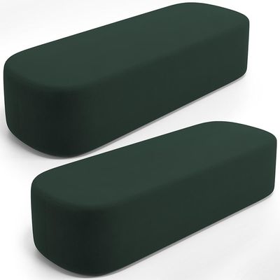 Kit 02 Puffs Decorativos Orgânicos Para Living Quarto 140cm Doha W01 Suede Verde Musgo - Lyam Decor