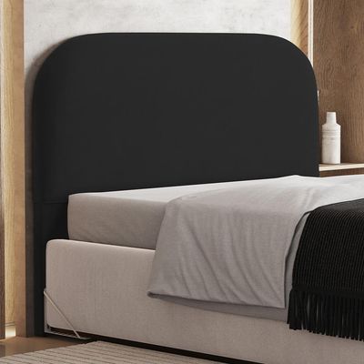 Cabeceira Cama Box King 195cm Orgânica Lanna W01 Suede Preto - Lyam Decor