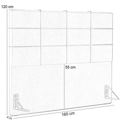 Cabeceira Cama Box Queen 160 cm Roma W01 Linho Chumbo - Lyam