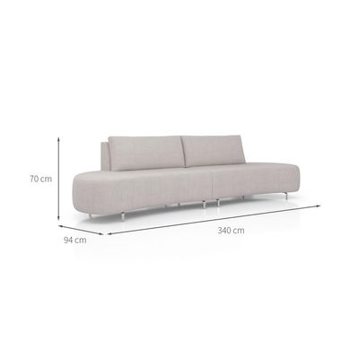 Sofá 5 Lugares Xangai Itacaré Cinza 340 cm