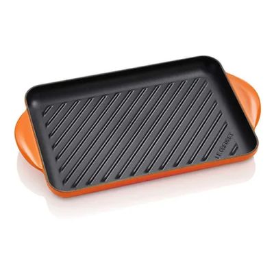 GRELHA LE CREUSET RETANGULAR 32CM TRADITIONAL Laranja