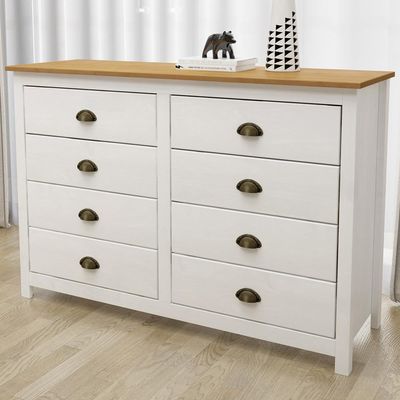 Cômoda Para Quarto Closet 8 Gavetas Madeira Maciça Mazzaro F06 Branco Freijó - Lyam Decor