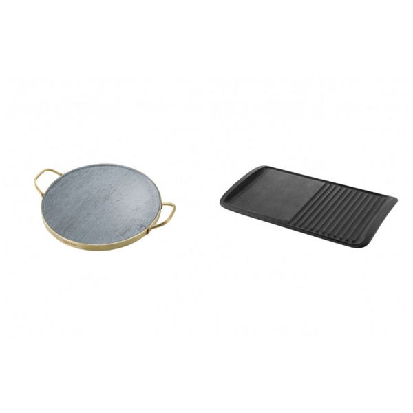 Kit Pedra para Pizza Electrolux de Pedra Sabão + Chapa Grill Electrolux de ferro fundido para Fogões a gás, elétrico e de indução Não se aplica