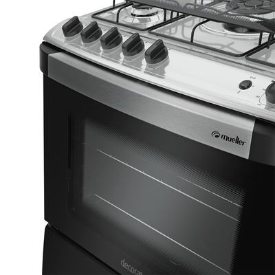 Fogão a Gás de Piso Decorato G3 5 Bocas Mueller Preto / Bivolt