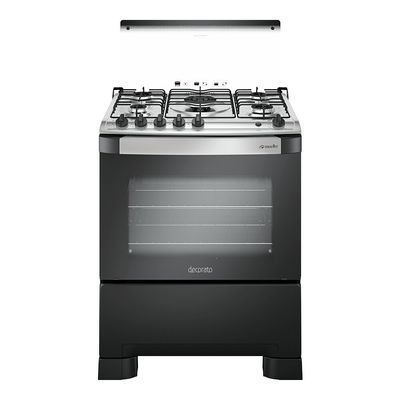 Fogão a Gás de Piso Decorato G3 5 Bocas Mueller Preto / Bivolt