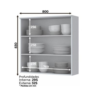 Armário Aéreo 2 Portas 80 cm Americana C356 Henn Branco
