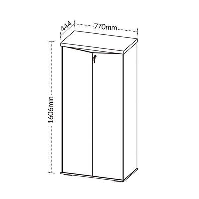 Armário Para Escritório 160cm 02 Portas com Chave Unik A02 Freijó Branco - Lyam Decor