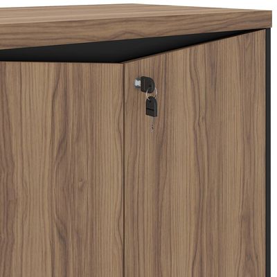 Armário Para Escritório 160cm 02 Portas com Chave Unik A02 Nogal Preto - Lyam Decor