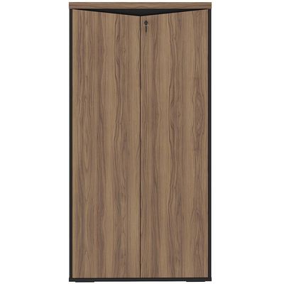 Armário Para Escritório 160cm 02 Portas com Chave Unik A02 Nogal Preto - Lyam Decor