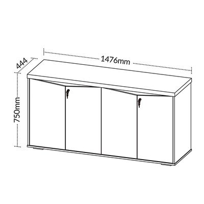 Balcão Para Escritório 04 Portas 160cm com Chaves Unik A02 Freijó Branco - Lyam Decor