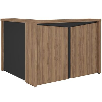 Balcão de Atendimento Para Recepção em L Unik A02 Nogal Preto - Lyam Decor