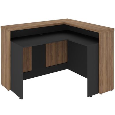 Balcão de Atendimento Para Recepção em L Unik A02 Nogal Preto - Lyam Decor