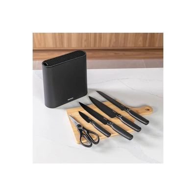 Jogo de Facas Action 6 Peças com Cepo Soft-Touch Aço Inox Brinox Preto