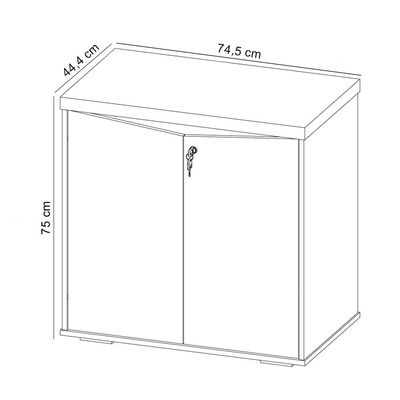 Balcão Para Escritório com Chave Multiuso 2 Portas Unik A02 Freijó Branco - Lyam Decor
