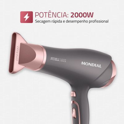Secador de Cabelos Mondial Grafite e Rose 2000W SCN-11 220V