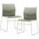 Kit 02 Cadeiras Empilhável Fixa Link F02 Base Aço Verde - Lyam Decor