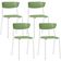 Kit 04 Cadeiras Empilhável Fixa Atom F02 Base Aço Branco Verde - Lyam Decor