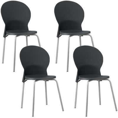 Kit 04 Cadeiras Para Sala De Jantar Cozinha Mond F02 Base Aço Cinza Preto - Lyam Decor