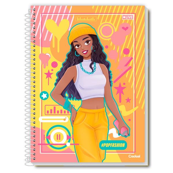 Caderno Universitário Feminino Pop Fashion 80F/1 Matéria Credeal