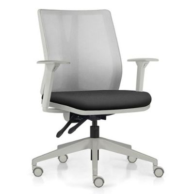 Cadeira de Escritório Giratória Diretor Flow F02 Base Cinza Sintético Preto - Lyam Decor