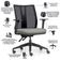 Cadeira de Escritório Giratória Diretor Flow F02 Base Preta Crepe Cinza - Lyam Decor