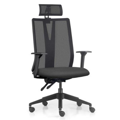 Cadeira Escritório Giratória Presidente Flow F02 Base Preta Sintético Preto - Lyam Decor
