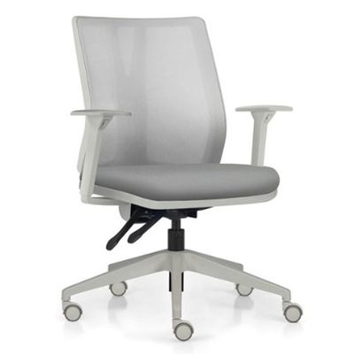 Kit 2 Cadeiras de Escritório Giratória Diretor Flow F02 Base Cinza Sintético Cinza - Lyam Decor