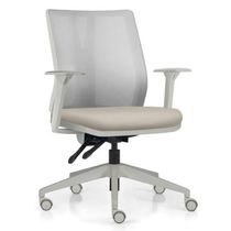 Kit 2 Cadeiras de Escritório Giratória Diretor Flow F02 Base Cinza Sintético Bege - Lyam Decor