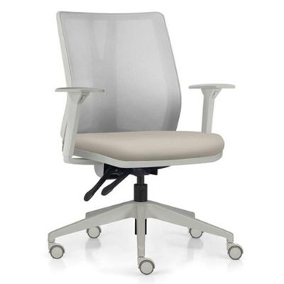 Kit 2 Cadeiras de Escritório Giratória Diretor Flow F02 Base Cinza Sintético Bege - Lyam Decor