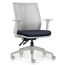 Kit 2 Cadeiras de Escritório Giratória Diretor Flow F02 Base Cinza Sintético Azul - Lyam Decor