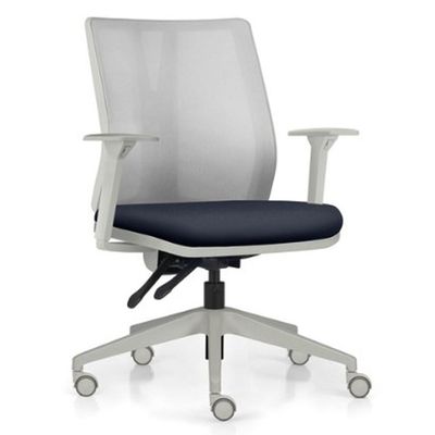 Kit 2 Cadeiras de Escritório Giratória Diretor Flow F02 Base Cinza Sintético Azul - Lyam Decor