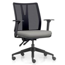 Kit 2 Cadeiras de Escritório Giratória Diretor Flow F02 Base Preta Crepe Cinza - Lyam Decor