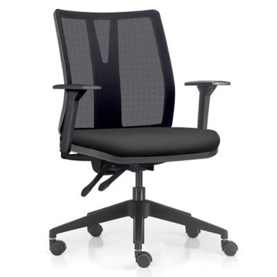 Kit 2 Cadeiras de Escritório Giratória Diretor Flow F02 Base Preta Sintético Preto - Lyam Decor