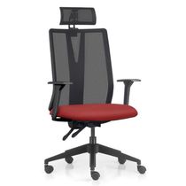 Kit 2 Cadeiras Escritório Giratória Presidente Flow F02 Base Preta Sintético Vermelho - Lyam Decor