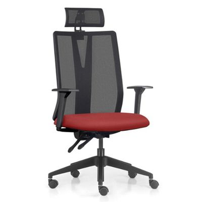 Kit 2 Cadeiras Escritório Giratória Presidente Flow F02 Base Preta Sintético Vermelho - Lyam Decor