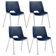 Kit 04 Cadeiras Empilhável Fixa Liked F02 Base Aço Cinza Azul - Lyam Decor