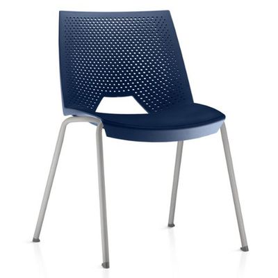 Kit 06 Cadeiras Empilhável Fixa Liked F02 Base Aço Cinza Azul - Lyam Decor