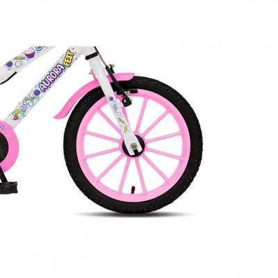 Bicicleta Aurora Fest Aro 16 Freios V-brake Rodas de Apoio Branca