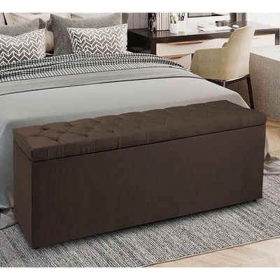 Recamier Baú 0,90m Madrid Suede Marrom Dal Poz Estofados
