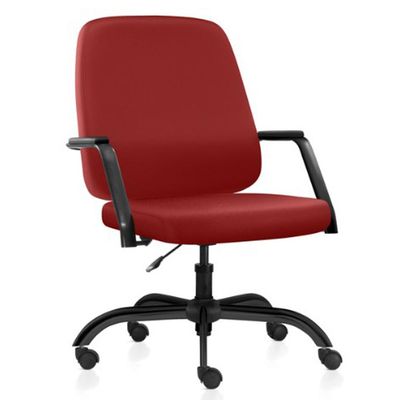 Kit 02 Cadeiras Executiva Diretor Base Giratória Hub F02 Sintético Vermelho - Lyam Decor