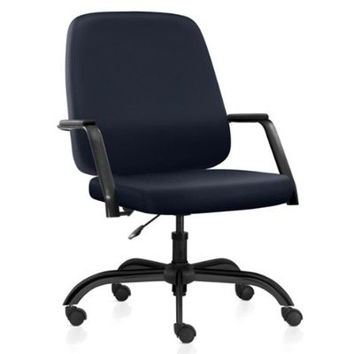 Kit 02 Cadeiras Executiva Diretor Base Giratória Hub F02 Sintético Azul - Lyam Decor