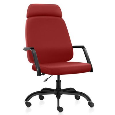Kit 02 Cadeiras de Escritório Giratória com Apoio de Cabeça Hub F02 Sintético Vermelho - Lyam Decor
