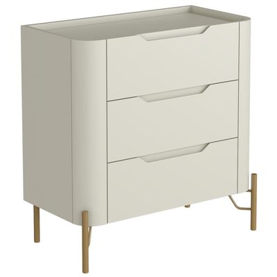 Mesa De Cabeceira Orgânica 3 Gavetas Pés Industrial Dourado Bliss I03 Luna - Lyam Decor
